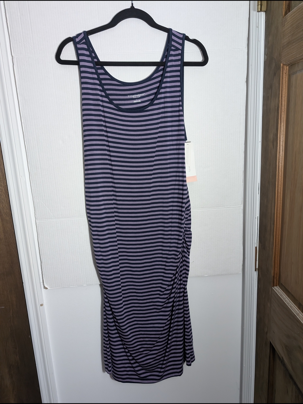 NWT-Liz Lange Maternity Striped Sleeveless Maxi Dress - Purple & Black Size L